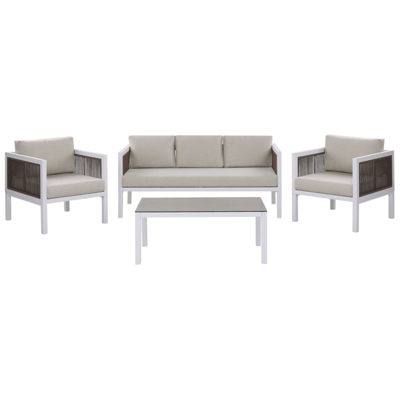 Lounge Set Aluminium weiss 5-Sitzer Auflagen beige BORELLO