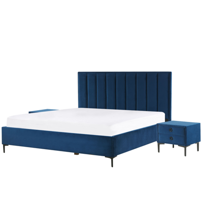 Schlafzimmer komplett Set 3-teilig blau 180 x 200 cm SEZANNE