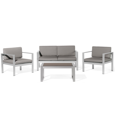 Lounge Set Aluminium 4-Sitzer Auflagen dunkelgrau SALERNO