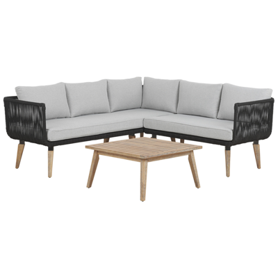 Lounge Set Akazienholz hellbraun 5-Sitzer Auflagen taupe ALCAMO