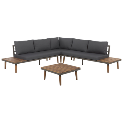 Lounge Set Akazienholz braun 5-Sitzer Auflagen grau CORATO