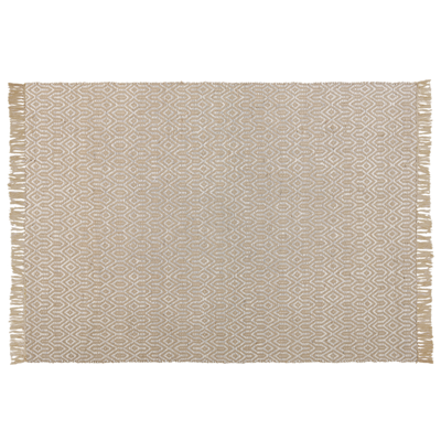 Teppich beige 140 x 200 cm geometrisches Muster Kurzflor zweiseitig POZANTI