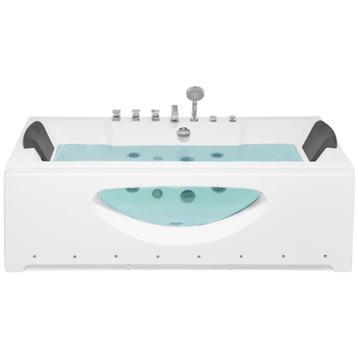 Whirlpool Badewanne weiss rechteckig mit LED 180 x 80 cm HAWES