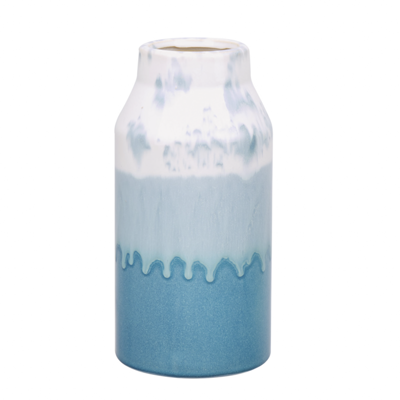 Blumenvase Keramik weiss / blau 26 cm CHAMAIZI