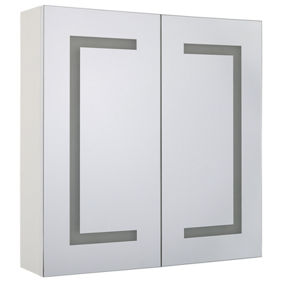 Bad Spiegelschrank weiss / silber mit LED-Beleuchtung 60 x 60 cm MAZARREDO