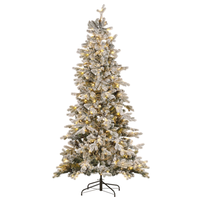 Künstlicher Weihnachtsbaum mit LED Beleuchtung schneebedeckt 210 cm weiss TATLOW