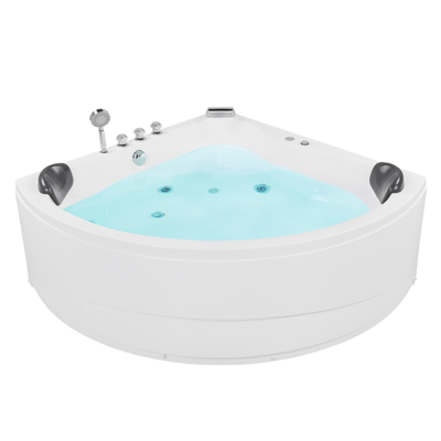 Whirlpool Badewanne weiss Eckmodell mit LED 140 x 140 cm BARACOA