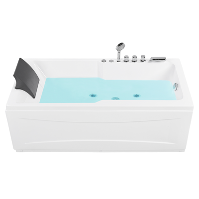 Whirlpool Badewanne weiss rechteckig mit LED 169 x 81 cm links ARTEMISA