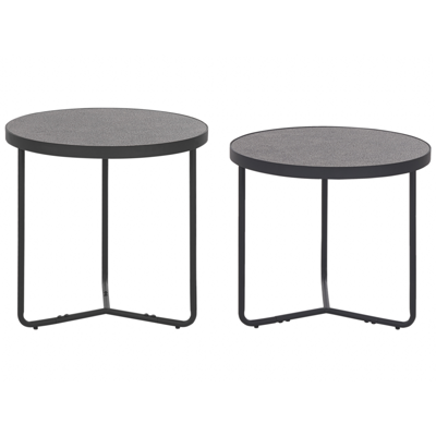 Couchtisch 2er Set Betonoptik grau / schwarz klein und mittelgross rund MELODY