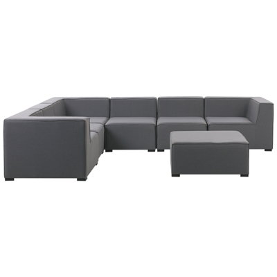 Lounge Set Polsterbezug grau 7-Sitzer rechtsseitig AREZZO