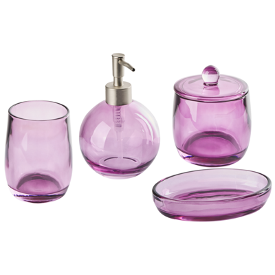 Badezimmer Set 4-teilig Glas violett ROANA