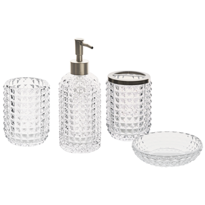 Badezimmer Set 4-teilig Glas transparent TAPIA