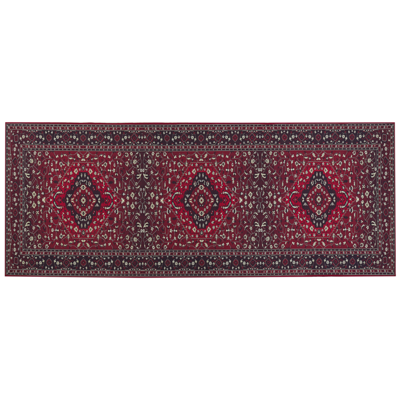 Teppich rot orientalisches Muster 80 x 200 cm Kurzflor VADKADAM