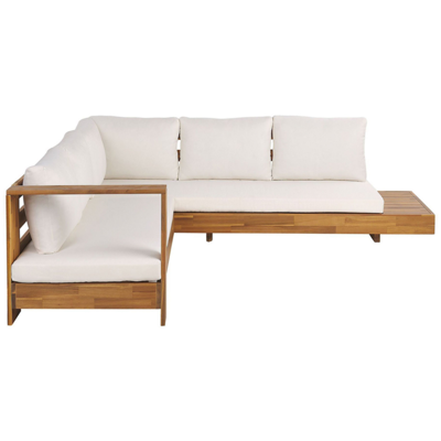 Lounge Set Akazienholz 5-Sitzer Auflagen rechtseitig cremeweiss MARETTIMO