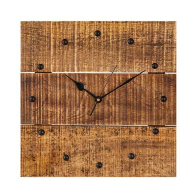 Holzuhr Wanduhr 30x30cm Holz Wohnzimmer lautlos quadratisch aus Mangoholz massiv